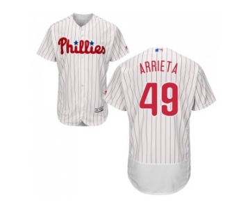 Men Philadelphia Phillies #49 Jake Arrieta White(Red Strip) Flexbase Authentic Collection Stitched MLB Jersey