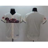 Men Philadelphia Phillies Balnk Majestic Cream 2016 Independence Day Stars & Stripes Flex Base Team Jersey