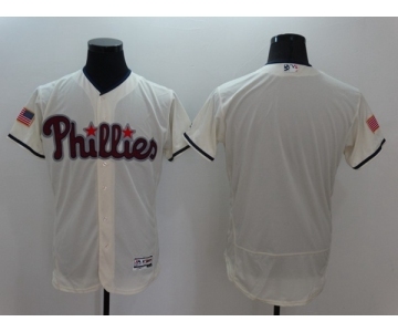 Men Philadelphia Phillies Balnk Majestic Cream 2016 Independence Day Stars & Stripes Flex Base Team Jersey