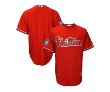 Men Philadelphia Phillies Customized Majestic Scarlet 2018 Spring Training Cool Base Team Jersey