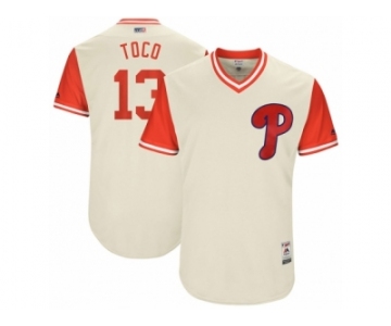 Men's 2017 Little League World Series Phillies #13 Freddy Galvis Toco Tan Jersey