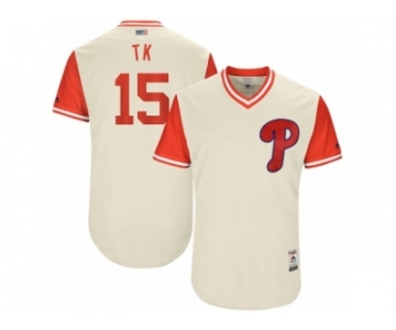 Men's 2017 Little League World Series Phillies #15 Ty Kelly TK Tan Jersey