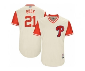 Men's 2017 Little League World Series Phillies #21 Clay Buchholz Buck Tan Jersey