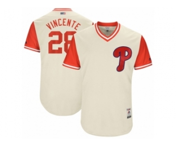 Men's 2017 Little League World Series Phillies #28 Vince Velasquez Vincente Tan Jersey