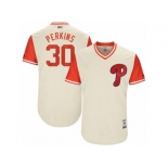 Men's 2017 Little League World Series Phillies #30 Cameron Perkins Perkins Tan Jersey