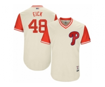 Men's 2017 Little League World Series Phillies #48 Jerad Eickhoff Eick Tan Jersey