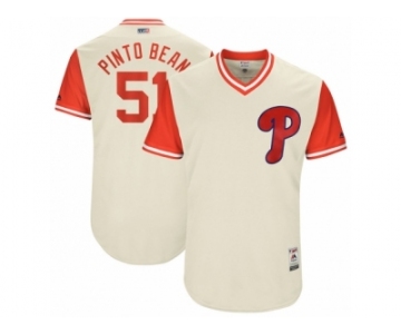 Men's 2017 Little League World Series Phillies #51 Ricardo Pinto Pinto Bean Tan Jersey