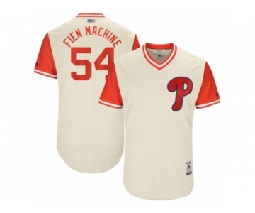 Men's 2017 Little League World Series Phillies #54 Casey Fien Fien Machine Tan Jersey