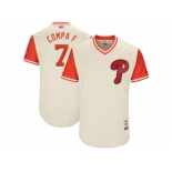 Men's 2017 Little League World Series Phillies #7 Maikel Franco Compa F Tan Jersey