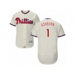 Men's Majestic Philadelphia Phillies #1 Richie Ashburn Cream Flexbase Authentic Collection MLB Jersey