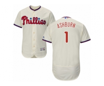 Men's Majestic Philadelphia Phillies #1 Richie Ashburn Cream Flexbase Authentic Collection MLB Jersey