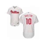 Men's Majestic Philadelphia Phillies #10 Darren Daulton White Red Strip Flexbase Authentic Collection MLB Jersey