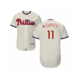 Men's Majestic Philadelphia Phillies #11 Tim McCarver Cream Flexbase Authentic Collection MLB Jersey