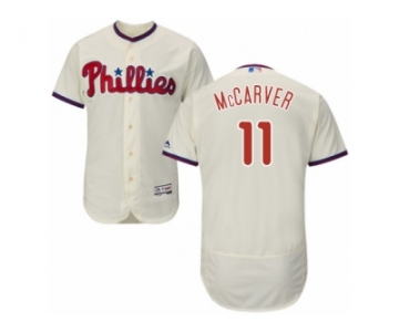 Men's Majestic Philadelphia Phillies #11 Tim McCarver Cream Flexbase Authentic Collection MLB Jersey