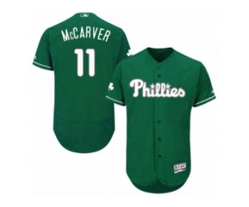 Men's Majestic Philadelphia Phillies #11 Tim McCarver Green Celtic Flexbase Authentic Collection MLB Jersey