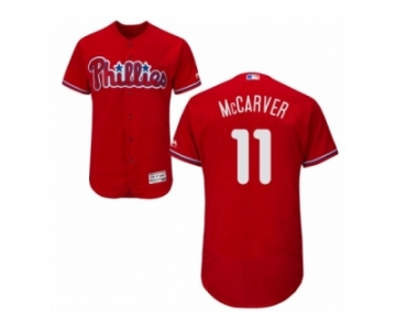 Men's Majestic Philadelphia Phillies #11 Tim McCarver Red Flexbase Authentic Collection MLB Jersey