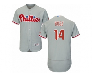 Men's Majestic Philadelphia Phillies #14 Pete Rose Grey Flexbase Authentic Collection MLB Jersey