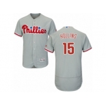 Men's Majestic Philadelphia Phillies #15 Dave Hollins Grey Flexbase Authentic Collection MLB Jersey