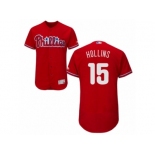 Men's Majestic Philadelphia Phillies #15 Dave Hollins Red Flexbase Authentic Collection MLB Jersey