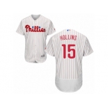 Men's Majestic Philadelphia Phillies #15 Dave Hollins White Red Strip Flexbase Authentic Collection MLB Jersey