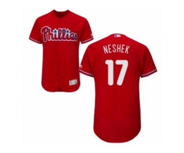 Men's Majestic Philadelphia Phillies #17 Pat Neshek Red Flexbase Authentic Collection MLB Jersey