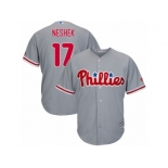 Men's Majestic Philadelphia Phillies #17 Pat Neshek Replica Grey Road Cool Base MLB Jersey