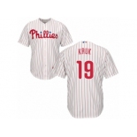 Men's Majestic Philadelphia Phillies #19 John Kruk Authentic White Red Strip Home Cool Base MLB Jersey