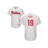 Men's Majestic Philadelphia Phillies #19 John Kruk White Red Strip Flexbase Authentic Collection MLB Jersey