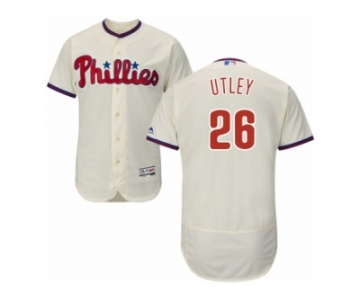 Men's Majestic Philadelphia Phillies #26 Chase Utley Cream Flexbase Authentic Collection MLB Jersey