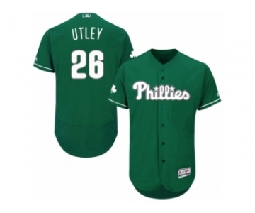 Men's Majestic Philadelphia Phillies #26 Chase Utley Green Celtic Flexbase Authentic Collection MLB Jersey