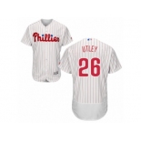 Men's Majestic Philadelphia Phillies #26 Chase Utley White Red Strip Flexbase Authentic Collection MLB Jersey