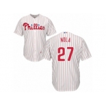 Men's Majestic Philadelphia Phillies #27 Aaron Nola Authentic White Red Strip Home Cool Base MLB Jersey