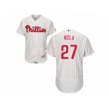 Men's Majestic Philadelphia Phillies #27 Aaron Nola White Red Strip Flexbase Authentic Collection MLB Jersey