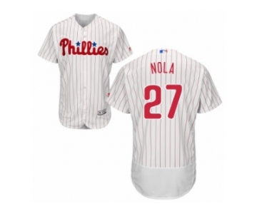 Men's Majestic Philadelphia Phillies #27 Aaron Nola White Red Strip Flexbase Authentic Collection MLB Jersey