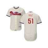 Men's Majestic Philadelphia Phillies #51 Carlos Ruiz Cream Flexbase Authentic Collection MLB Jersey