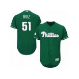 Men's Majestic Philadelphia Phillies #51 Carlos Ruiz Green Celtic Flexbase Authentic Collection MLB Jersey