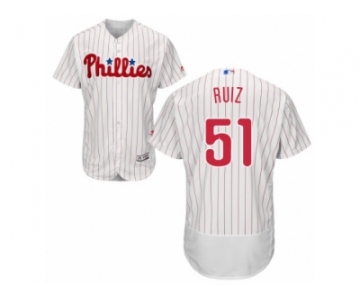 Men's Majestic Philadelphia Phillies #51 Carlos Ruiz White Red Strip Flexbase Authentic Collection MLB Jersey