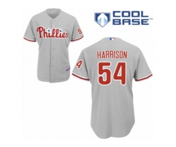 Men's Majestic Philadelphia Phillies #54 Matt Harrison Authentic Grey Road Cool Base MLB Jersey