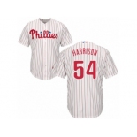 Men's Majestic Philadelphia Phillies #54 Matt Harrison Authentic White Red Strip Home Cool Base MLB Jersey