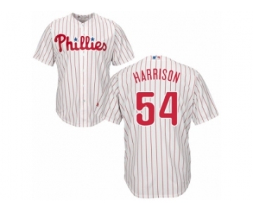 Men's Majestic Philadelphia Phillies #54 Matt Harrison Authentic White Red Strip Home Cool Base MLB Jersey