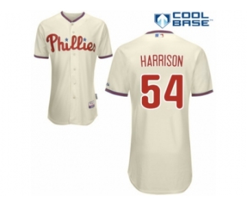 Men's Majestic Philadelphia Phillies #54 Matt Harrison Replica Cream Alternate Cool Base MLB Jersey