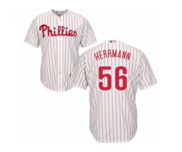 Men's Majestic Philadelphia Phillies #56 Frank Herrmann Replica White Red Strip Home Cool Base MLB Jersey