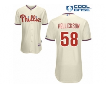 Men's Majestic Philadelphia Phillies #58 Jeremy Hellickson Replica Cream Alternate Cool Base MLB Jersey