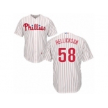 Men's Majestic Philadelphia Phillies #58 Jeremy Hellickson Replica White Red Strip Home Cool Base MLB Jersey