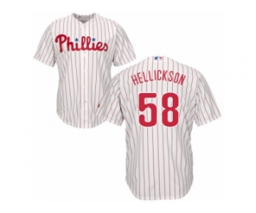 Men's Majestic Philadelphia Phillies #58 Jeremy Hellickson Replica White Red Strip Home Cool Base MLB Jersey