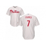 Men's Majestic Philadelphia Phillies #7 Maikel Franco Authentic White Red Strip Home Cool Base MLB Jersey