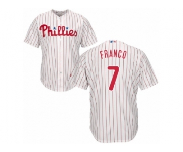 Men's Majestic Philadelphia Phillies #7 Maikel Franco Authentic White Red Strip Home Cool Base MLB Jersey