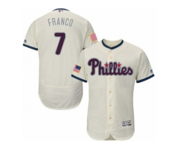 Men's Majestic Philadelphia Phillies #7 Maikel Franco Cream Fashion Stars & Stripes Flex Base MLB Jersey