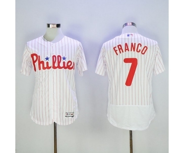 Men's Majestic Philadelphia Phillies #7 Maikel Franco White Red Strip Flexbase Authentic Collection MLB Jersey