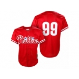 Men's Mitchell and Ness Philadelphia Phillies #99 Mitch Williams Replica Red Throwback MLB Jersey